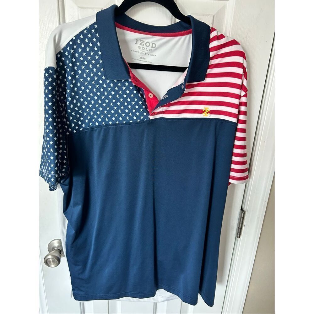 Izod golf shirt size XL America flag shirt 4th of July shirt men’s red white and